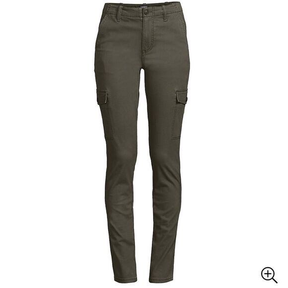 Lands End Women's army green Mid Rise Slim Cargo Chino Pants- new in bag sz 4 - Picture 2 of 6